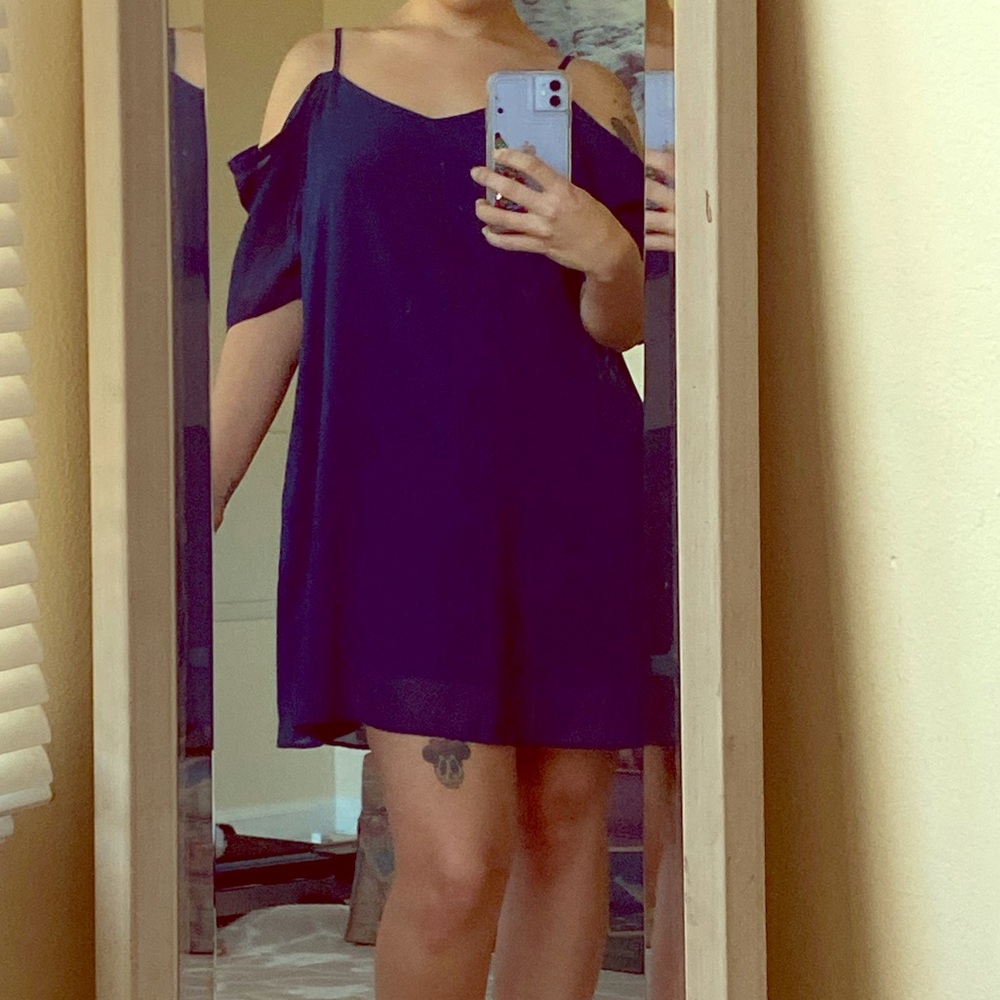 Navy blue off shoulder dress Ouges
